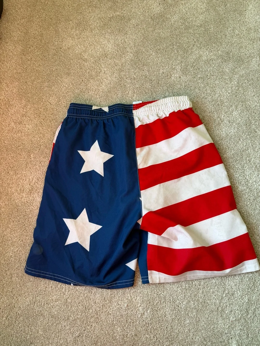 Boys American Flag Pattern Swim Shorts - Red, White & Blue